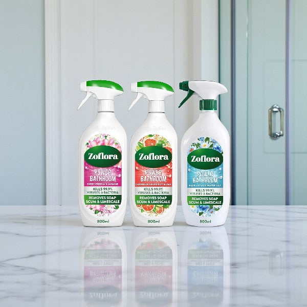 Zoflora Power Bathroom Trio – 3 x 800ml Ready-to-Use Disinfectant Cleaners (Bathroom Fragrance Collection)