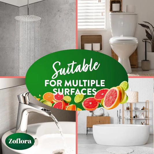 Zoflora Caribbean Grapefruit & Lime 800ml Power Bathroom Cleaner -Zesty Fresh. Power Deep.