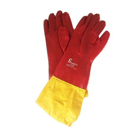 GLOVES PVC COAT RED OPEN CUFF 60CM STD SHOULDER L G016-5