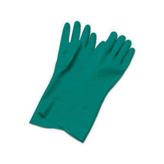 GLOVES NITRILE GREEN FLOCK LINED CHEM/SOLV 33CM SIZE 9 G033